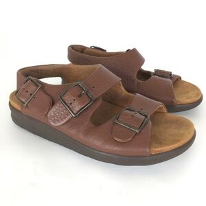SAS Leather Walking Sandal Women’s Sz 6.5 W Brown Double Strap Tripad Comfort